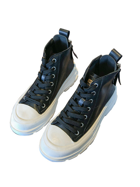 Adidași de damă din piele cu talpă aspră și fermoar