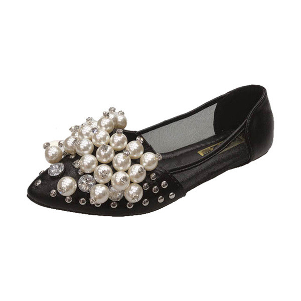 Pantofi moderni de dama model ascutit cu element sidefat