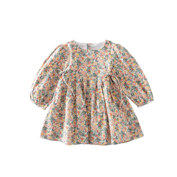 Rochie de copii actuală pentru fete cu mâneci lungi și model floral