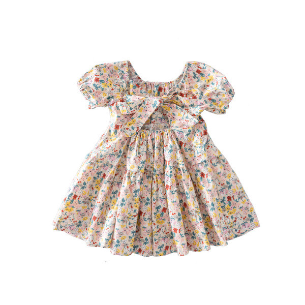 Rochie copii model nou pentru fete cu maneci scurte si panglica