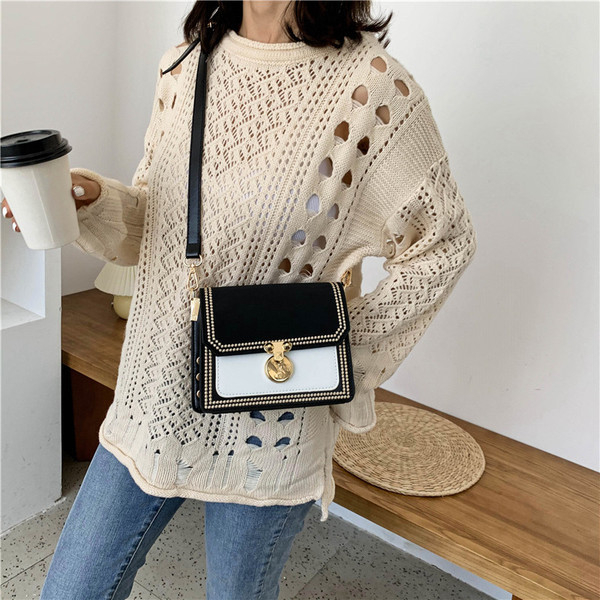 Geantă pătrată de damă modernă cu închizătoare