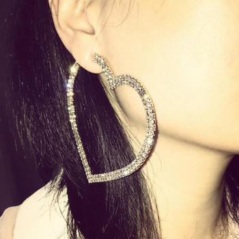 Γυναικεία σκουλαρίκια με σχήμα καρδιάς με διακόσμιτικές πέτρες