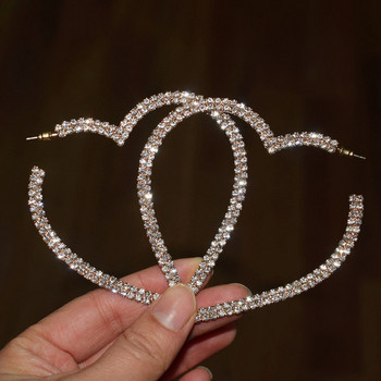 Γυναικεία σκουλαρίκια με σχήμα καρδιάς με διακόσμιτικές πέτρες
