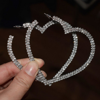 Дамски обеци с камъни във формата на сърце 