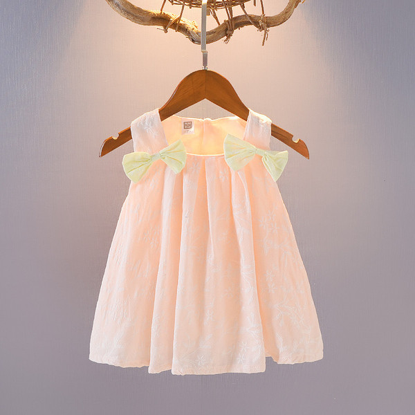 Rochie casual pentru copii pentru fete cu bretele largi si panglici