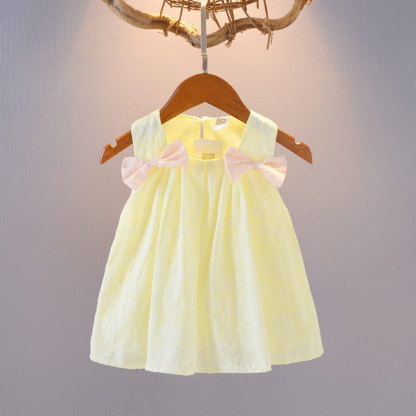 Rochie casual pentru copii pentru fete cu bretele largi si panglici