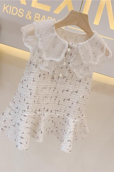 Rochie de copii eleganta pentru fete cu nasturi si guler sigilat