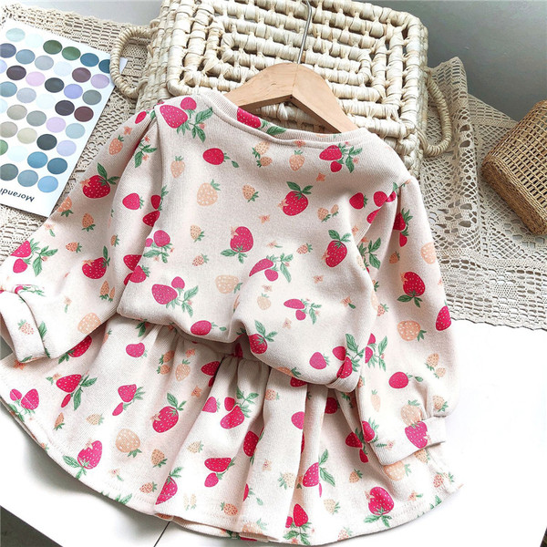 Rochie copii din bumbac pentru fete cu maneci lungi