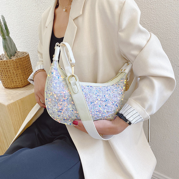 Geantă de mână elegantă cu paiete și fermoar