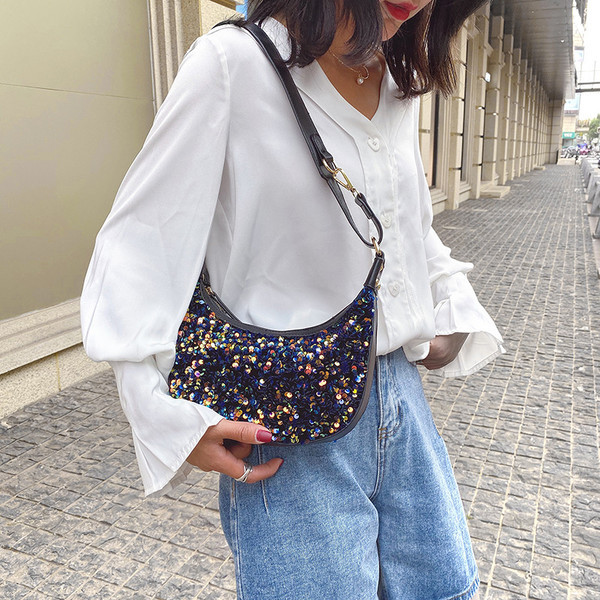 Geantă de mână elegantă cu paiete și fermoar