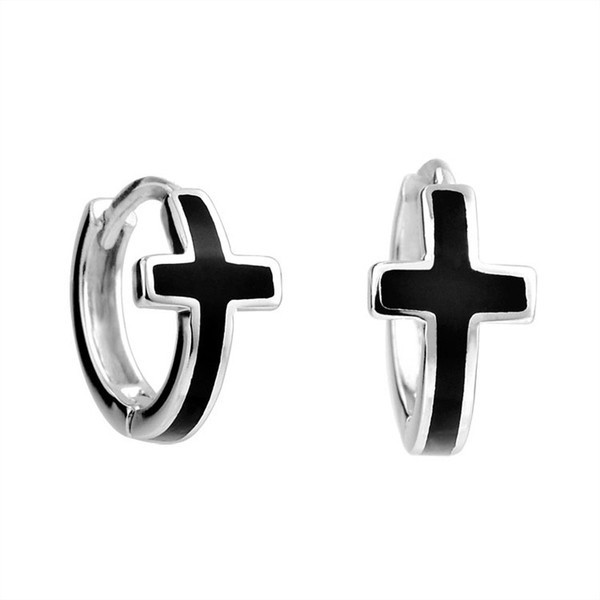 Cercei casual de dama in forma rotunda cu cruce