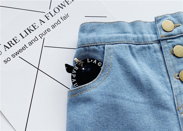 Fusta de blugi pentru copii model nou cu talie elastica si dantela