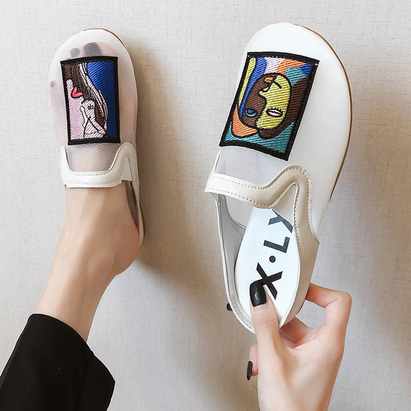 Papuci dama cu plasa si broderie