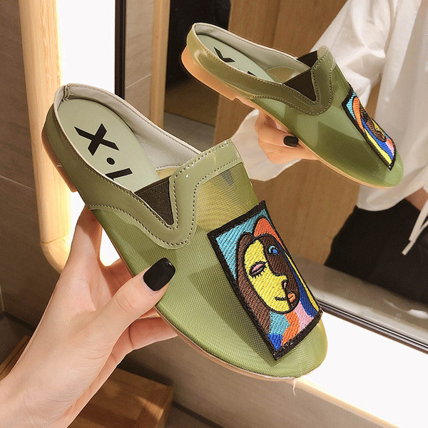 Papuci dama cu plasa si broderie