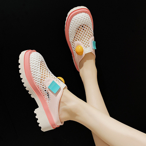 Papuci dama cu talpa inalta si plasa