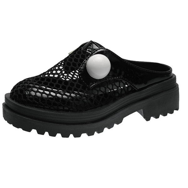 Papuci dama cu talpa inalta si plasa