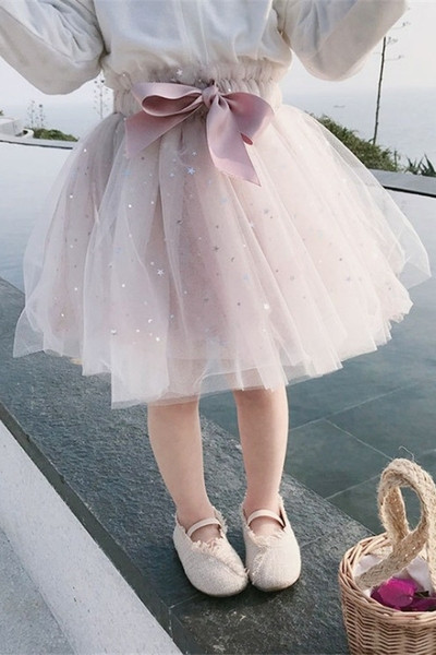 Fusta de copii actuala pentru fete cu panglica si tul