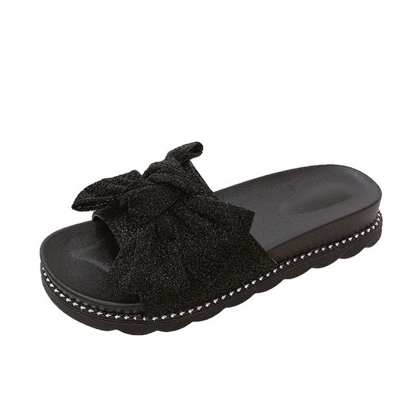 Papuci de dama cu panglica si efect stralucitor