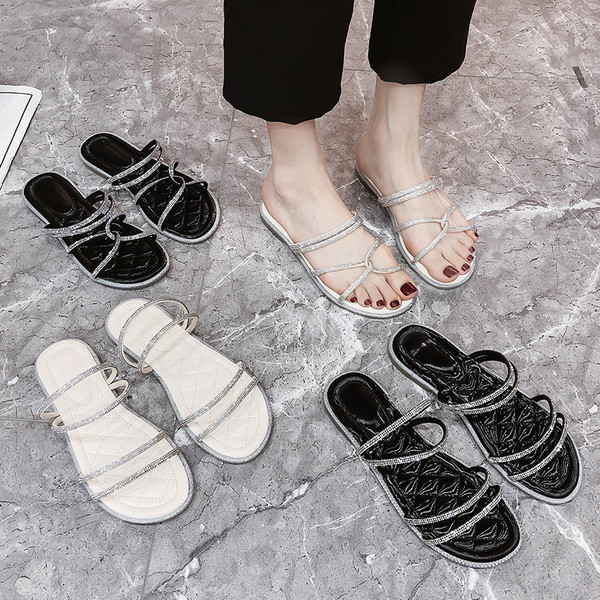 Sandale de dama cu bretele subtiri si talpa plata