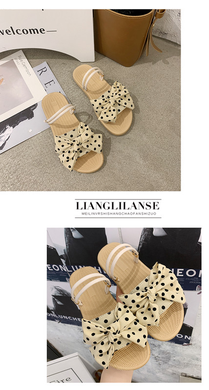 Sandale de dama cu bareta si panglica cu buline