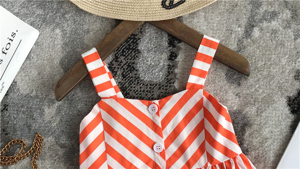 Rochie copii cu dungi pentru fete cu buzunare si nasturi