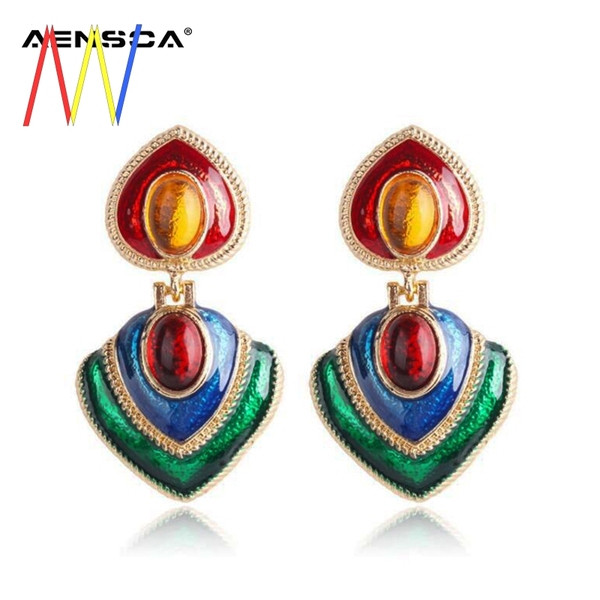 Cercei de dama colorati cu piatra