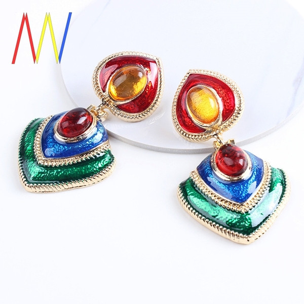 Cercei de dama colorati cu piatra