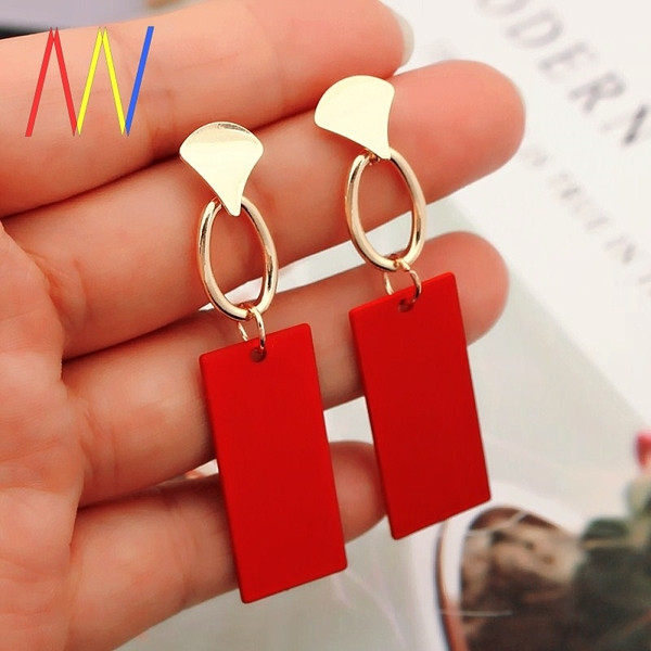 Cercei de dama dreptunghiulari din metal