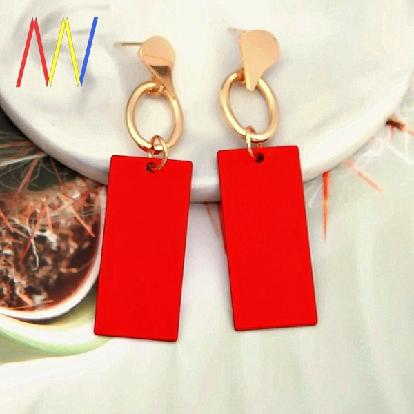 Cercei de dama dreptunghiulari din metal