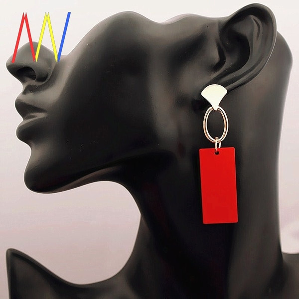 Cercei de dama dreptunghiulari din metal