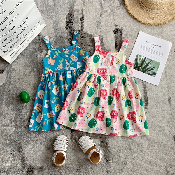 Rochie de vara copii pentru fete model croiat cu bretele late