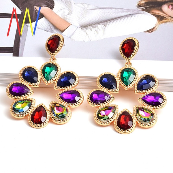 Cercei de dama din aur cu pietre colorate