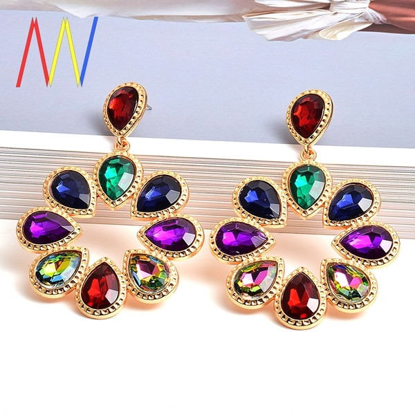 Cercei de dama din aur cu pietre colorate