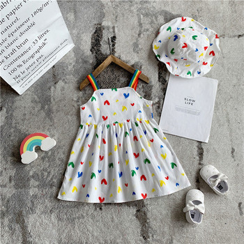 Детска рокля за момичета с цветни презрамки
