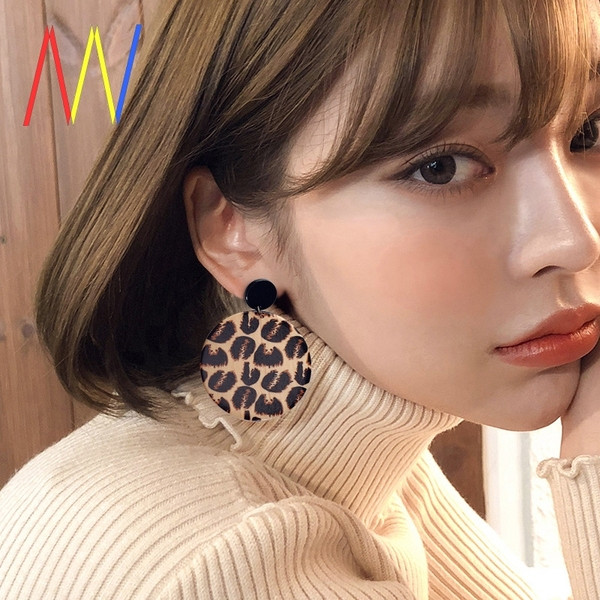 Cercei moderni de dama cu imprimeu leopard