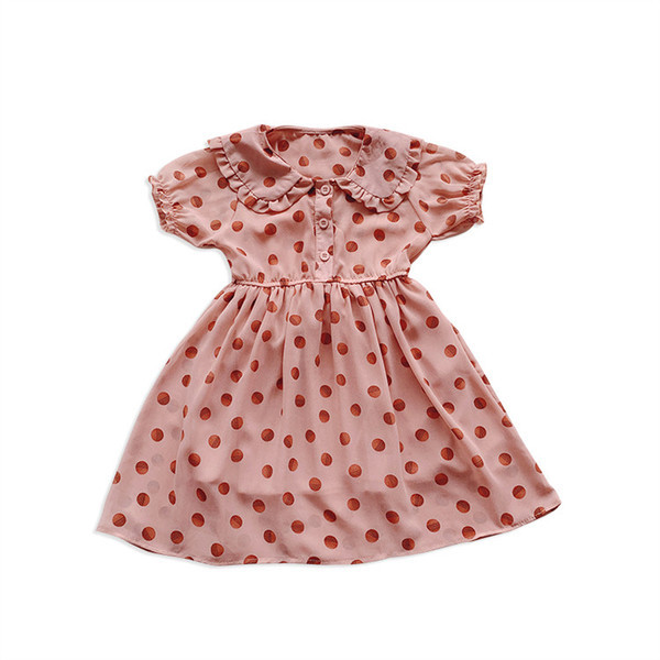 Rochie modernă pentru copii pentru fete cu mâneci scurte și guler