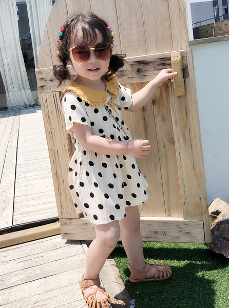 Rochie casual pentru copii pentru fete cu maneci scurte si guler