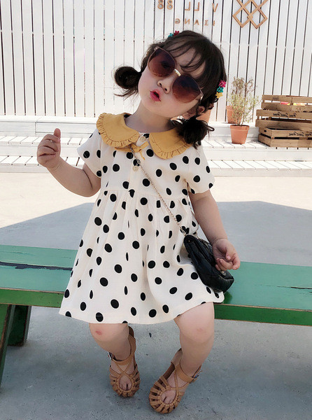 Rochie casual pentru copii pentru fete cu maneci scurte si guler