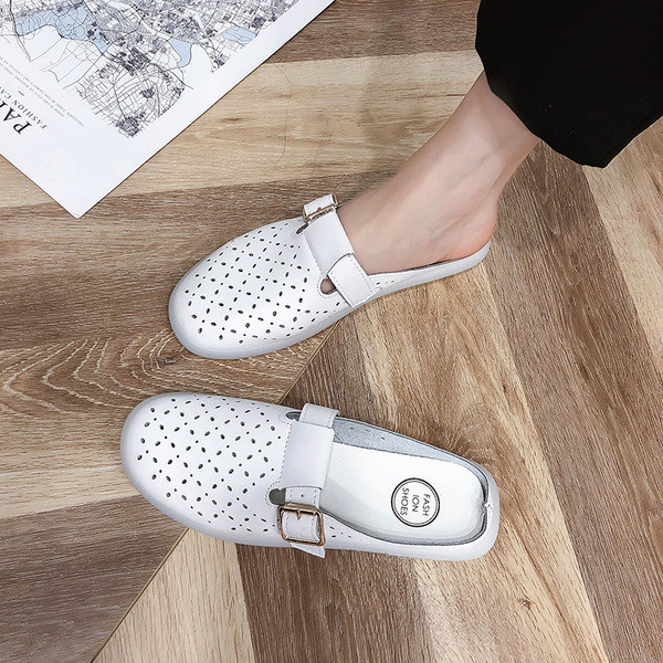 Papuci casual dama din piele cu gauri