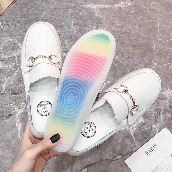 Papuci de dama din piele cu talpa de cauciuc