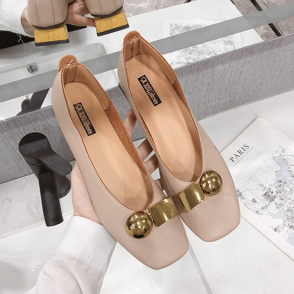 Pantofi de dama din piele cu toc patrat