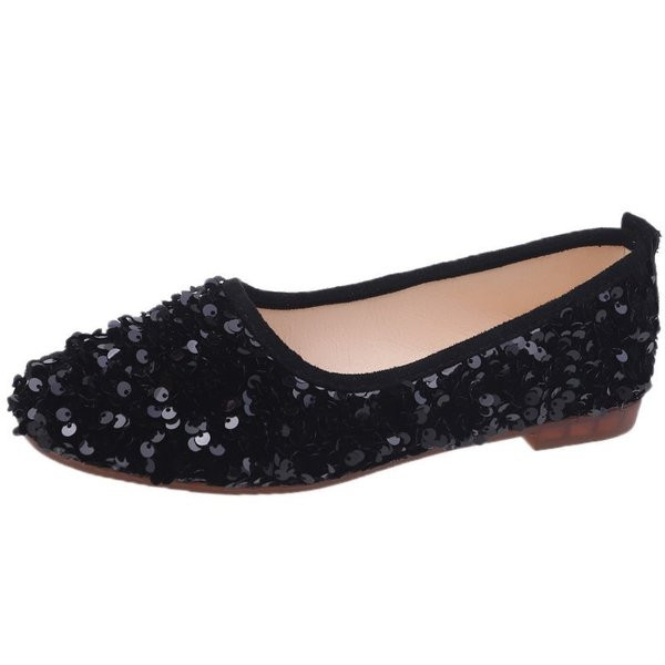 Pantofi casual de dama cu paiete si talpa plata