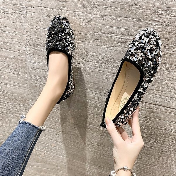 Pantofi casual de dama cu paiete si talpa plata