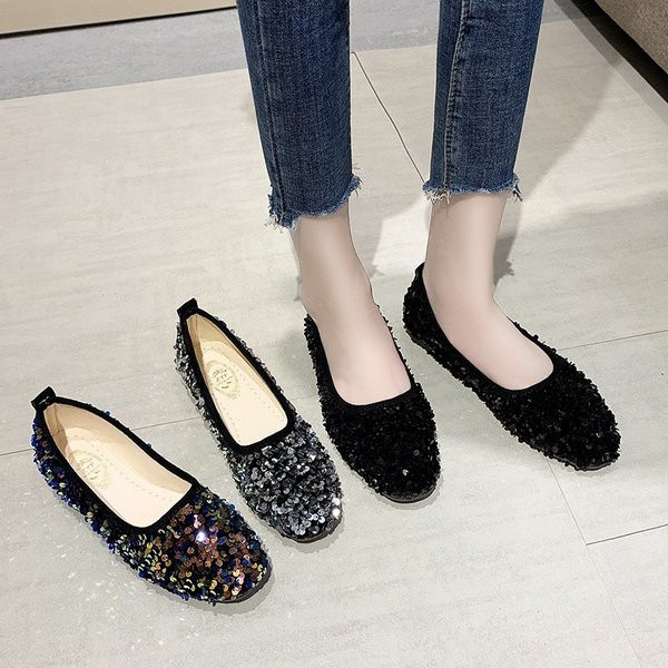 Pantofi casual de dama cu paiete si talpa plata