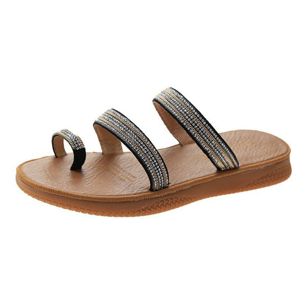 Papuci de dama cu talpa plate si bretele lucioase