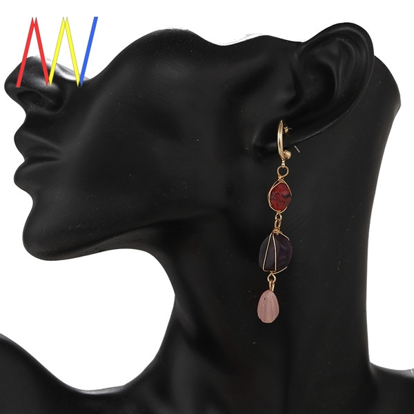 Cercei de dama moderni din aur cu pietre colorate