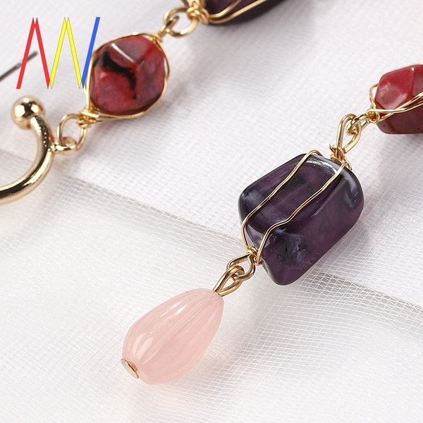 Cercei de dama moderni din aur cu pietre colorate