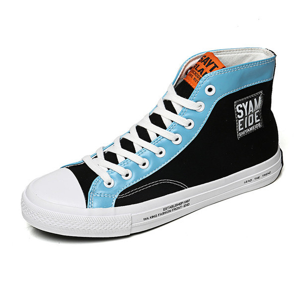 Tenisi casual pentru bărbați din material textil, cu inscripții și cravate