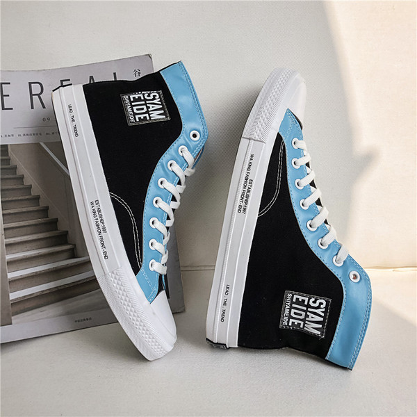 Tenisi casual pentru bărbați din material textil, cu inscripții și cravate