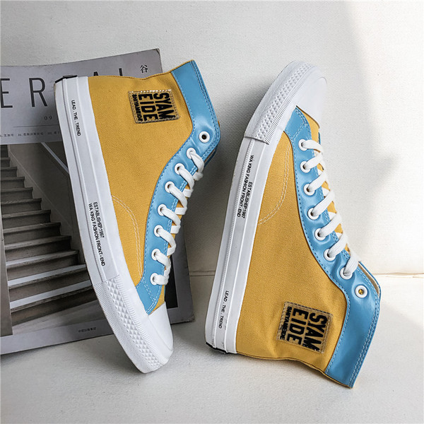 Tenisi casual pentru bărbați din material textil, cu inscripții și cravate